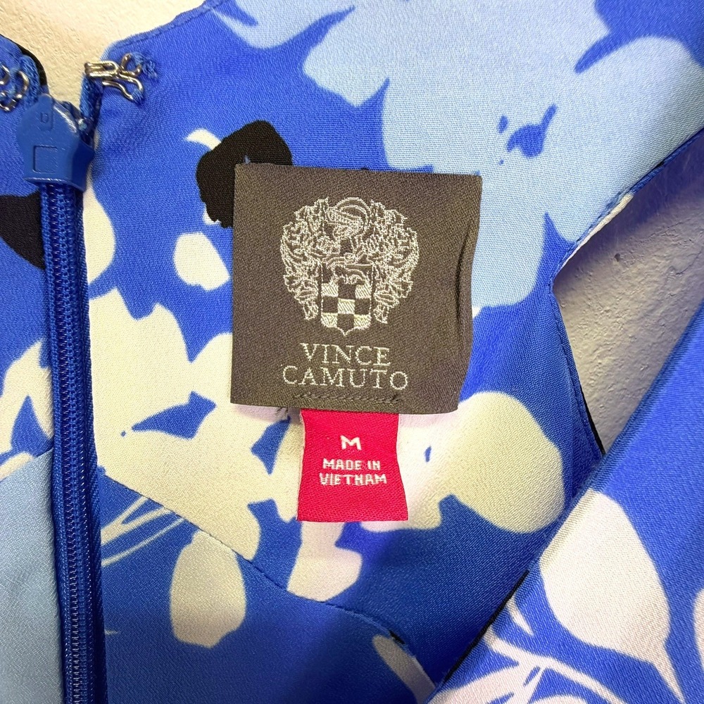 Vince Camuto Blue Floral Wide Leg Jumpsuit Size M Pockets Vacation, Resort, Chic - Picture 5 of 16